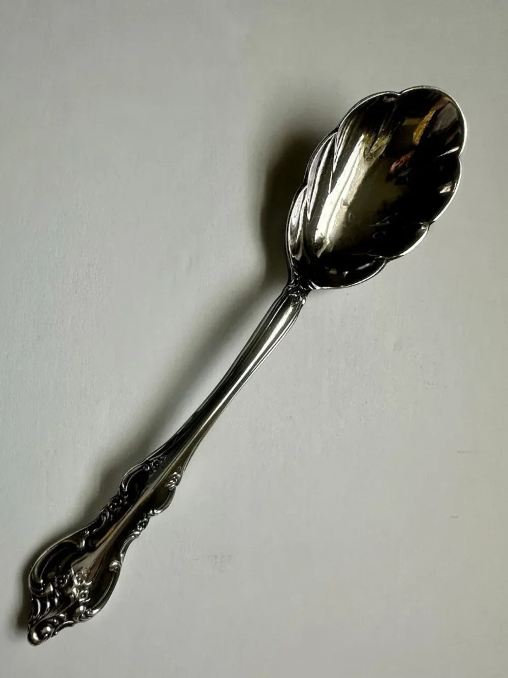 International Deep Silver Orleans French Baroque Sugar Spoon 1964 Silverplate